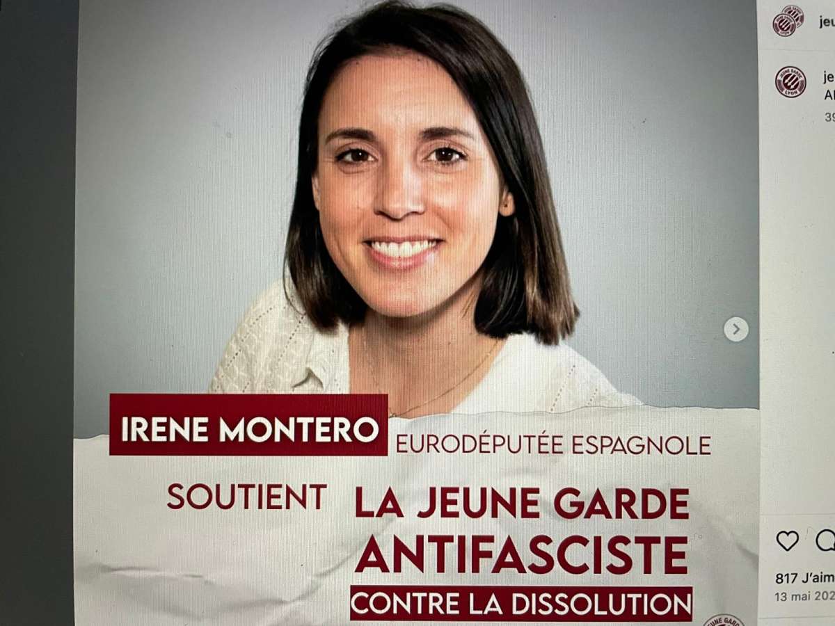 La Jeune Garde diffuse le soutien d'Irène Montero sur ses réseaux